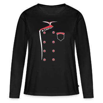 Chef Chef Chef Uniforme Cuisine Cadeau - T-shirt manches longues Premium bio Femme - noir - Devant - Julia (174cm)