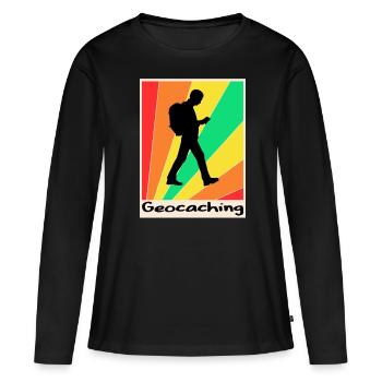 Affiches de géocaching Géocaching - T-shirt manches longues Premium bio Femme - noir - Devant - Julia (174cm)