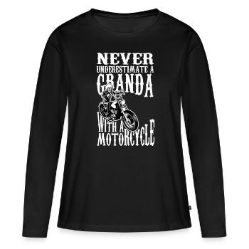 Grand-père Grand-père Motard Motocycliste - T-shirt manches longues Premium bio Femme - noir - Devant - Julia (174cm)
