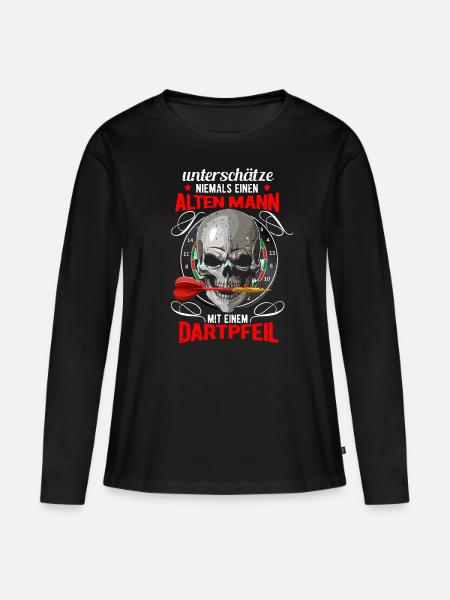 Dart Totenkopf Dartspieler - Frauen Premium Bio Langarmshirt - Schwarz