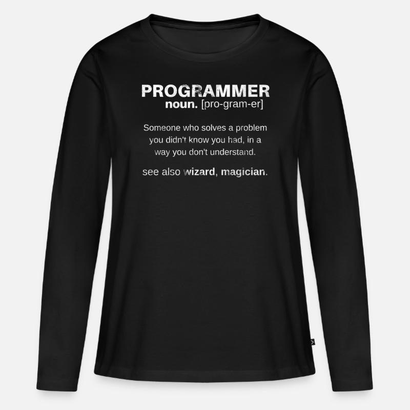 Lustiges Geschenk Programmierer Computer Erklärung - Frauen Premium Bio Langarmshirt - Schwarz