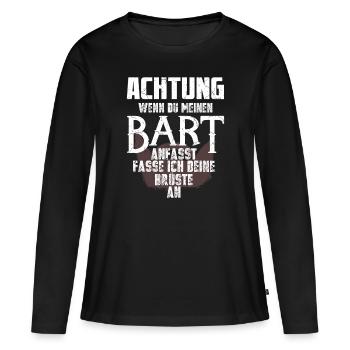 Bart Spruch Bartträger Schnurrbart - Frauen Premium Bio Langarmshirt - Schwarz - Vorne - Julia (174cm)