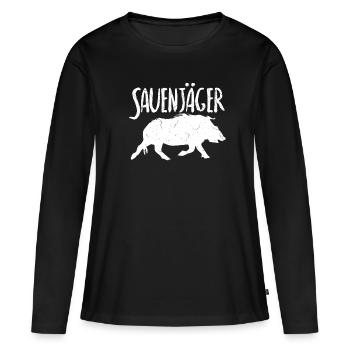 Permis de chasse chasse chasse chasse cerf - T-shirt manches longues Premium bio Femme - noir - Devant - Julia (174cm)