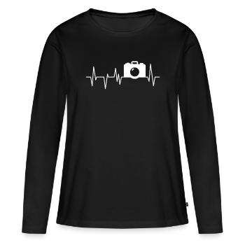 Photographe Photographier Photographe Photographie - T-shirt manches longues Premium bio Femme - noir - Devant - Julia (174cm)