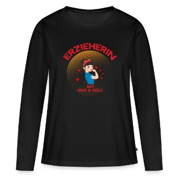 Erzieherin Beruf Erzieher Geschenkidee - Frauen Premium Bio Langarmshirt - Schwarz - Vorne - Julia (174cm)