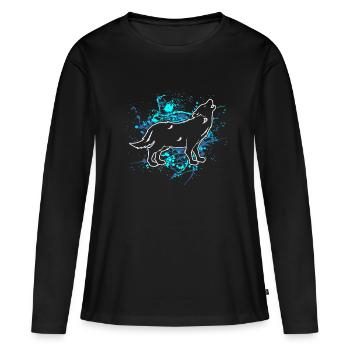 Wolf - Frauen Premium Bio Langarmshirt - Schwarz - Vorne - Julia (174cm)
