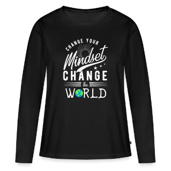 motivation - T-shirt manches longues Premium bio Femme - noir - Devant - Julia (174cm)