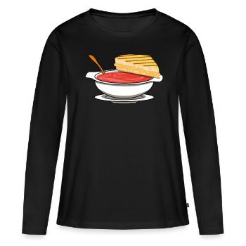 Soupe tomate tomate soupe repas repas - T-shirt manches longues Premium bio Femme - noir - Devant - Julia (174cm)