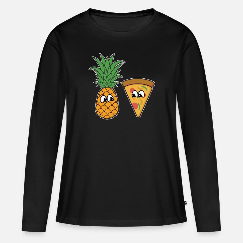 Pizza - Frauen Premium Bio Langarmshirt - Schwarz