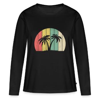 Palmen - Frauen Premium Bio Langarmshirt - Schwarz - Vorne - Julia (174cm)