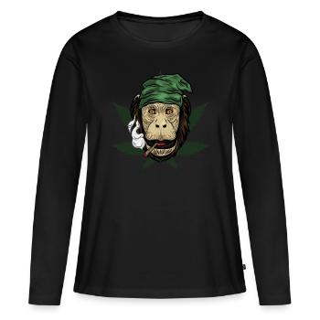 Kiffender Affe Mit Joint - Frauen Premium Bio Langarmshirt - Schwarz - Vorne - Julia (174cm)