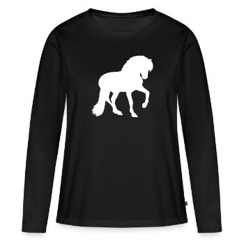 chevaux - T-shirt manches longues Premium bio Femme - noir - Devant - Julia (174cm)