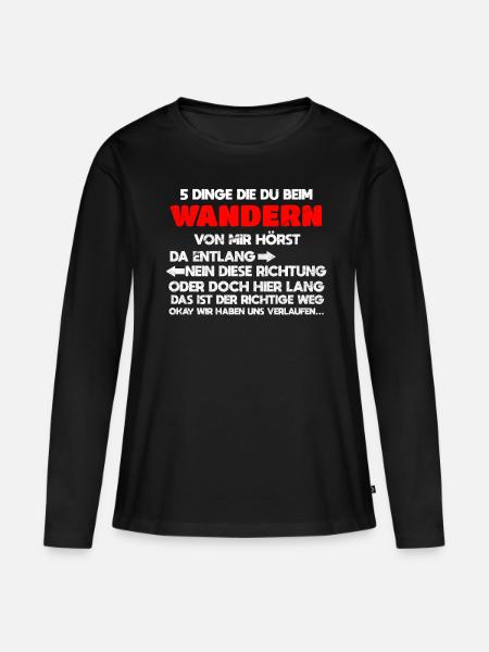 Wandern lustiger Spruch - Frauen Premium Bio Langarmshirt - Schwarz
