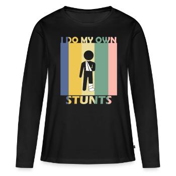 Blessure de récupération de l'os du bras - T-shirt manches longues Premium bio Femme - noir - Devant - Julia (174cm)