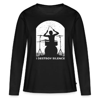 Batterie Percussion Percussion - T-shirt manches longues Premium bio Femme - noir - Devant - Julia (174cm)