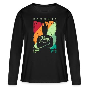Batterie Percussion Percussion - T-shirt manches longues Premium bio Femme - noir - Devant - Julia (174cm)