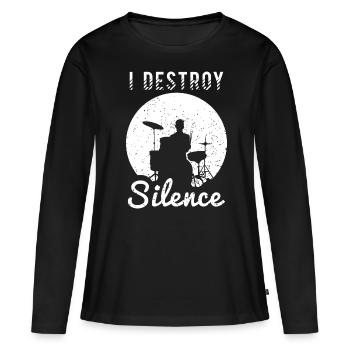 Batterie Percussion Percussion - T-shirt manches longues Premium bio Femme - noir - Devant - Julia (174cm)