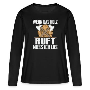 Holzfäller Waldarbeiter Förster Holz - Frauen Premium Bio Langarmshirt - Schwarz - Vorne - Julia (174cm)