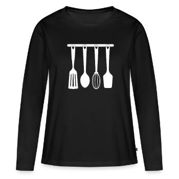 cuisine - T-shirt manches longues Premium bio Femme - noir - Devant - Julia (174cm)