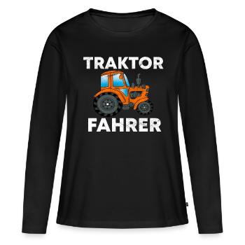 TRAKTOREN TRAKTOR - Frauen Premium Bio Langarmshirt - Schwarz - Vorne - Julia (174cm)