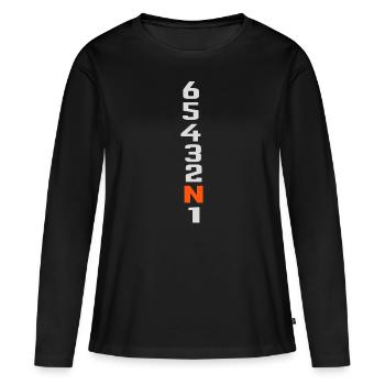 Changement de vitesse de moto - T-shirt manches longues Premium bio Femme - noir - Devant - Julia (174cm)