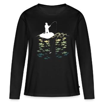 Pêche pêche pêche - T-shirt manches longues Premium bio Femme - noir - Devant - Julia (174cm)
