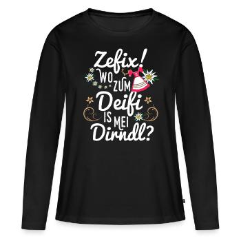 Zefix! Où le Deifi est mei Dirndl? Amusement - T-shirt manches longues Premium bio Femme - noir - Devant - Julia (174cm)