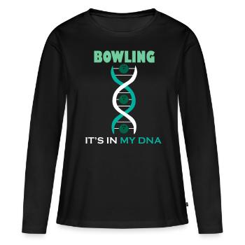ADN bowling bowling sport chapeau melon Pin cadeau - T-shirt manches longues Premium bio Femme - noir - Devant - Julia (174cm)