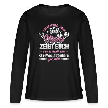 KFZ-Mechatronikerin Mechanikerin Werkzeug Geschenk - Frauen Premium Bio Langarmshirt - Schwarz - Vorne - Julia (174cm)