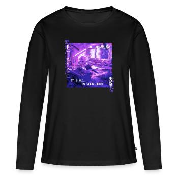 It’s All In Your Head Sad 90s Vaporwave Aesthetic - T-shirt manches longues Premium bio Femme - noir - Devant - Julia (174cm)