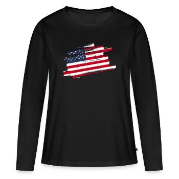 Drapeau américain - T-shirt manches longues Premium bio Femme - noir - Devant - Julia (174cm)