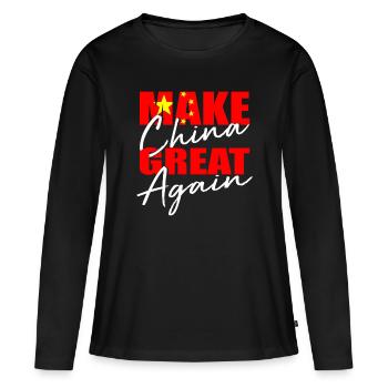 Chine - T-shirt manches longues Premium bio Femme - noir - Devant - Julia (174cm)