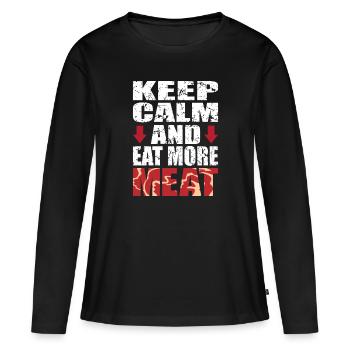 Fleisch - Frauen Premium Bio Langarmshirt - Schwarz - Vorne - Julia (174cm)