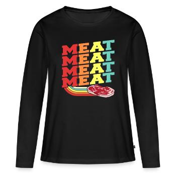 Fleisch - Frauen Premium Bio Langarmshirt - Schwarz - Vorne - Julia (174cm)