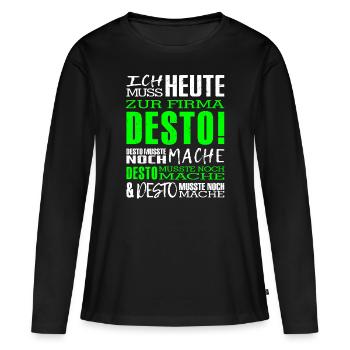 Firma Desto - Frauen Premium Bio Langarmshirt - Schwarz - Vorne - Julia (174cm)
