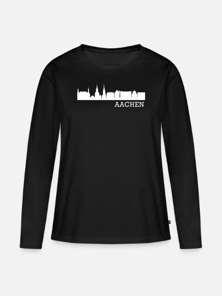 Aachen - Frauen Premium Bio Langarmshirt - Schwarz