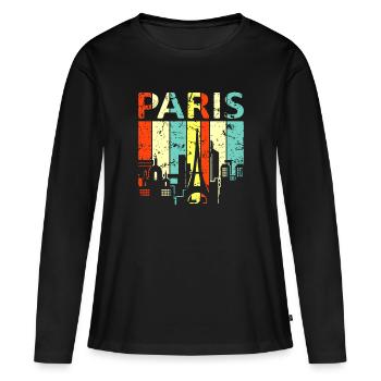 Paris - T-shirt manches longues Premium bio Femme - noir - Devant - Julia (174cm)