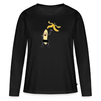 Bananen Striptease Obst Früchte Nackt Geschenk - Frauen Premium Bio Langarmshirt - Schwarz - Vorne - Julia (174cm)