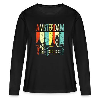 Amsterdam - T-shirt manches longues Premium bio Femme - noir - Devant - Julia (174cm)