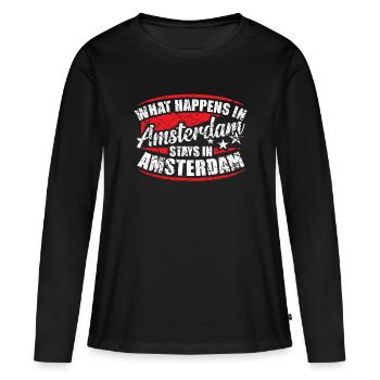 Amsterdam - T-shirt manches longues Premium bio Femme - noir - Devant - Julia (174cm)
