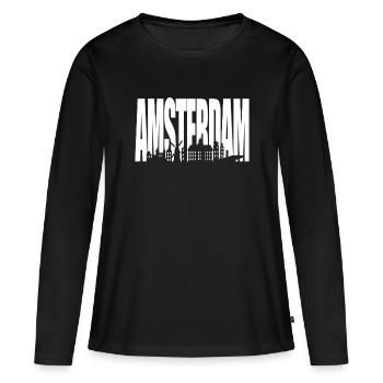 Amsterdam - T-shirt manches longues Premium bio Femme - noir - Devant - Julia (174cm)
