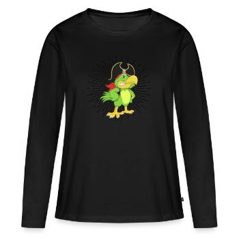 Pirate - pirate - perroquet - T-shirt manches longues Premium bio Femme - noir - Devant - Julia (174cm)