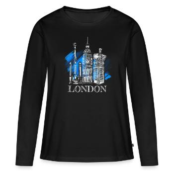 Londres - T-shirt manches longues Premium bio Femme - noir - Devant - Julia (174cm)