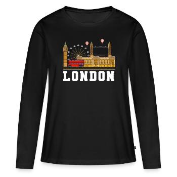 Londres - T-shirt manches longues Premium bio Femme - noir - Devant - Julia (174cm)