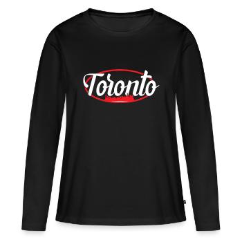 Toronto - T-shirt manches longues Premium bio Femme - noir - Devant - Julia (174cm)