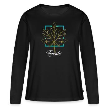 Toronto - T-shirt manches longues Premium bio Femme - noir - Devant - Julia (174cm)