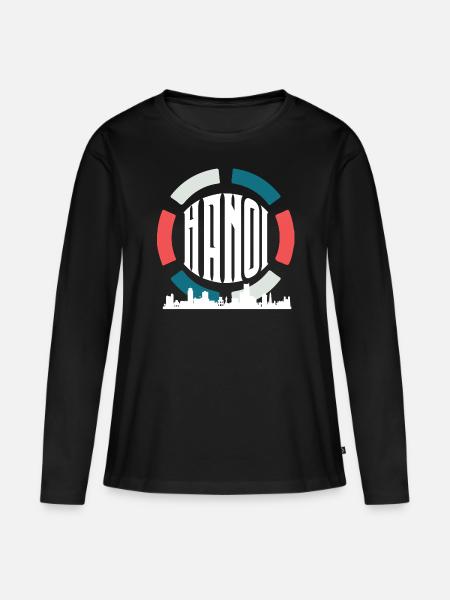 Hanoi - Frauen Premium Bio Langarmshirt - Schwarz