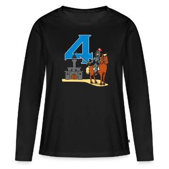 4. Geburtstag Mittelalter Ritter Burg Krieger - Frauen Premium Bio Langarmshirt - Schwarz - Vorne - Julia (174cm)