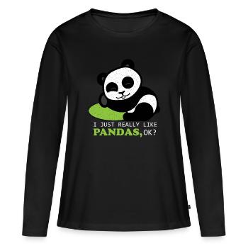 Panda Panda Bamboo Animal Protection Chine cadeau - T-shirt manches longues Premium bio Femme - noir - Devant - Julia (174cm)