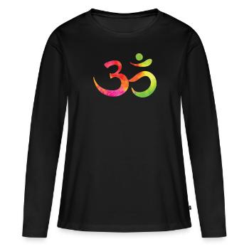bouddhisme - T-shirt manches longues Premium bio Femme - noir - Devant - Julia (174cm)